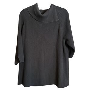 COS Black Oversize Chunky Knit Fold down Wrap Collar Sweater Cotton Wool Medium